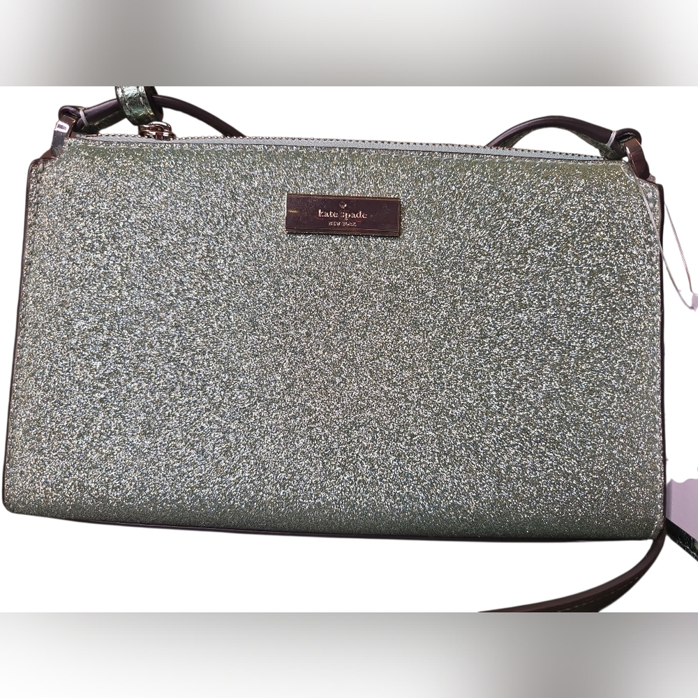 Kate Spade Kenzie Glitter Mini Crossbody Seawater Green - Picture 5 of 11